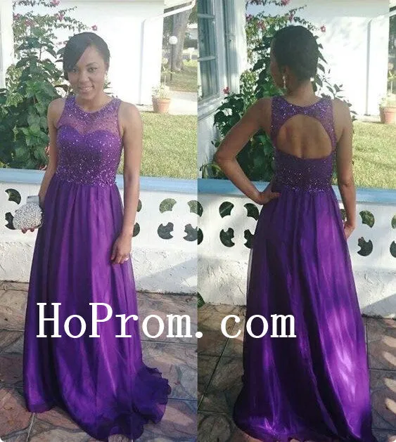 Purple Beading Prom Dresses,Chiffon Prom Dress,Evening Dress