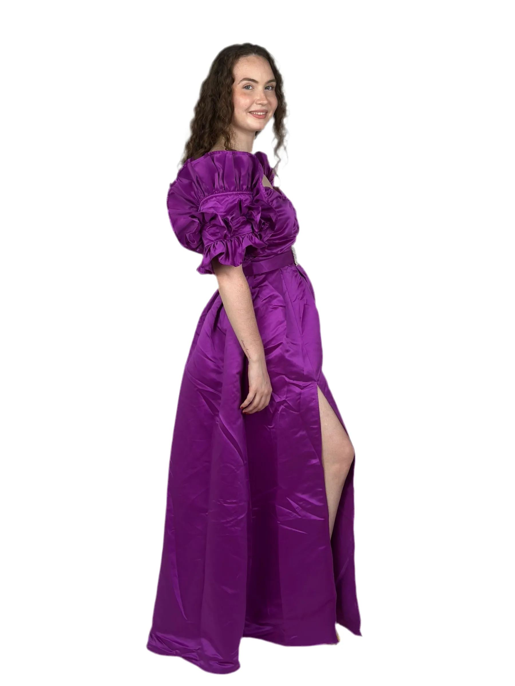 Purple Off Shoulder Gown