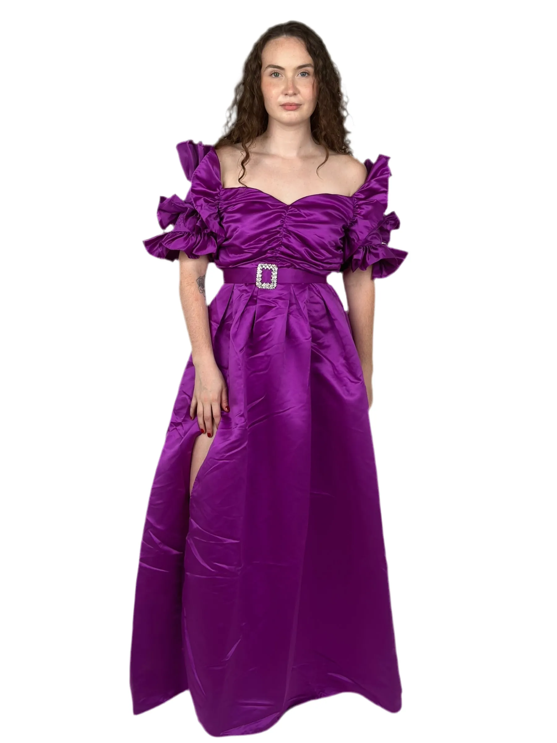Purple Off Shoulder Gown
