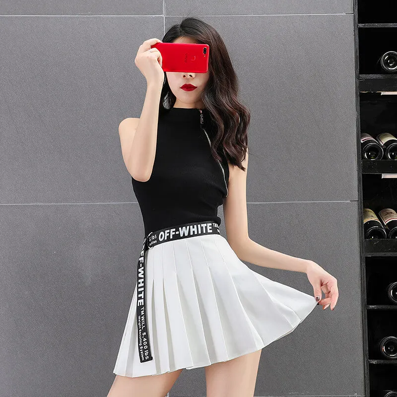 "DARK HIGH WAIST" PLEATED SKIRT K052605