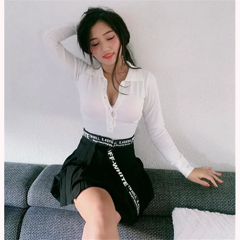 "DARK HIGH WAIST" PLEATED SKIRT K052605