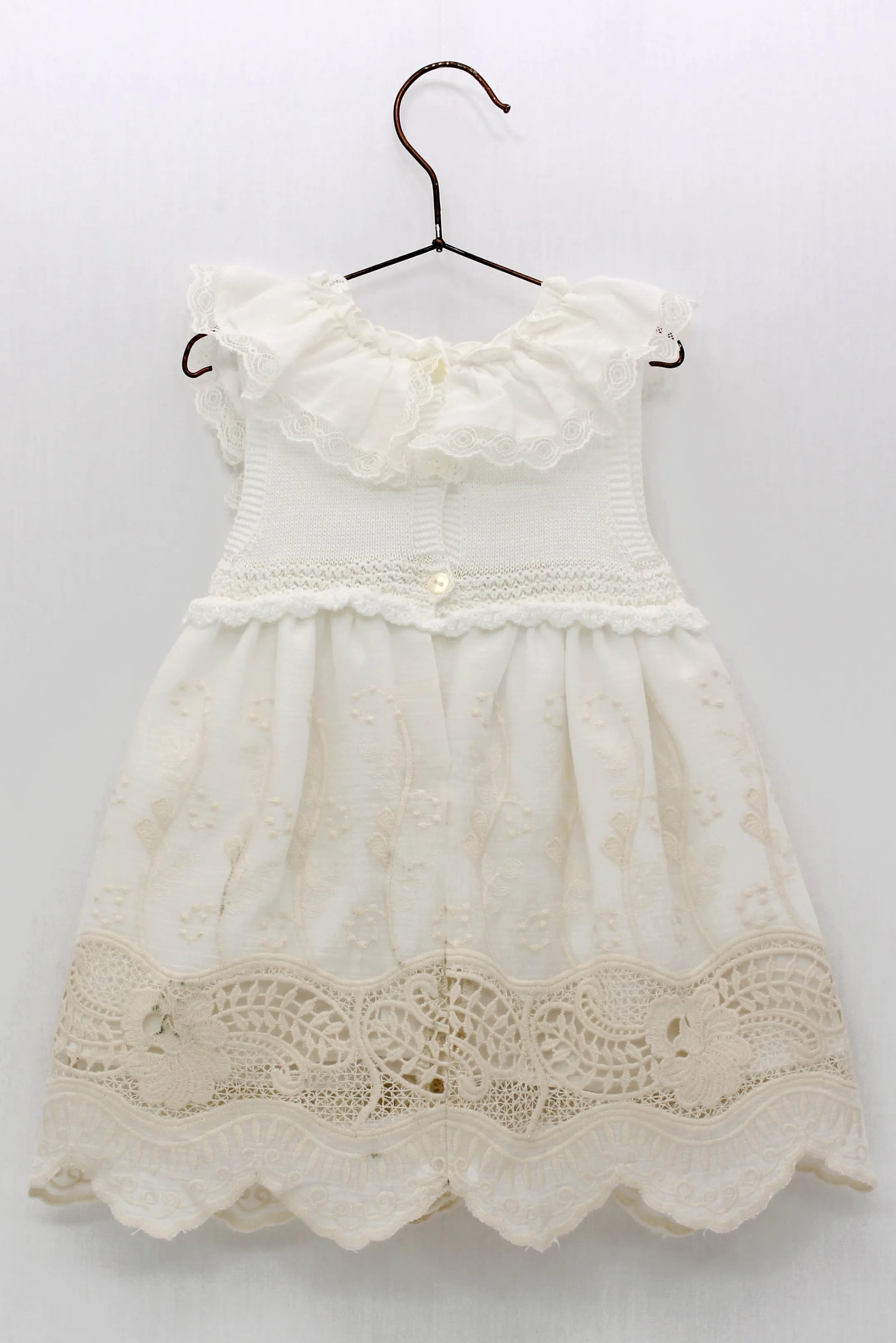 "Priscilla" Ivory Knit Lace Dress