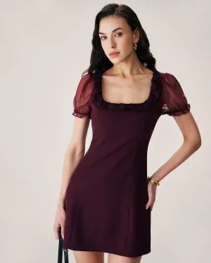 Red Lace Splicing Mini Dress