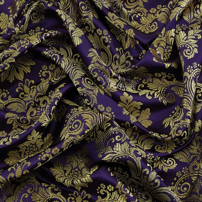 Regal Brocade Fabric, Purple