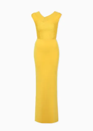 Reine - V Neck Pleated Column Gown