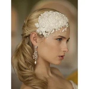 Retro Lace and Silk Cocktail Hat with Netting