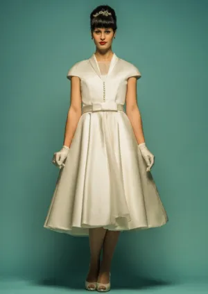 Retro Tea Length Champagne Wedding Dress