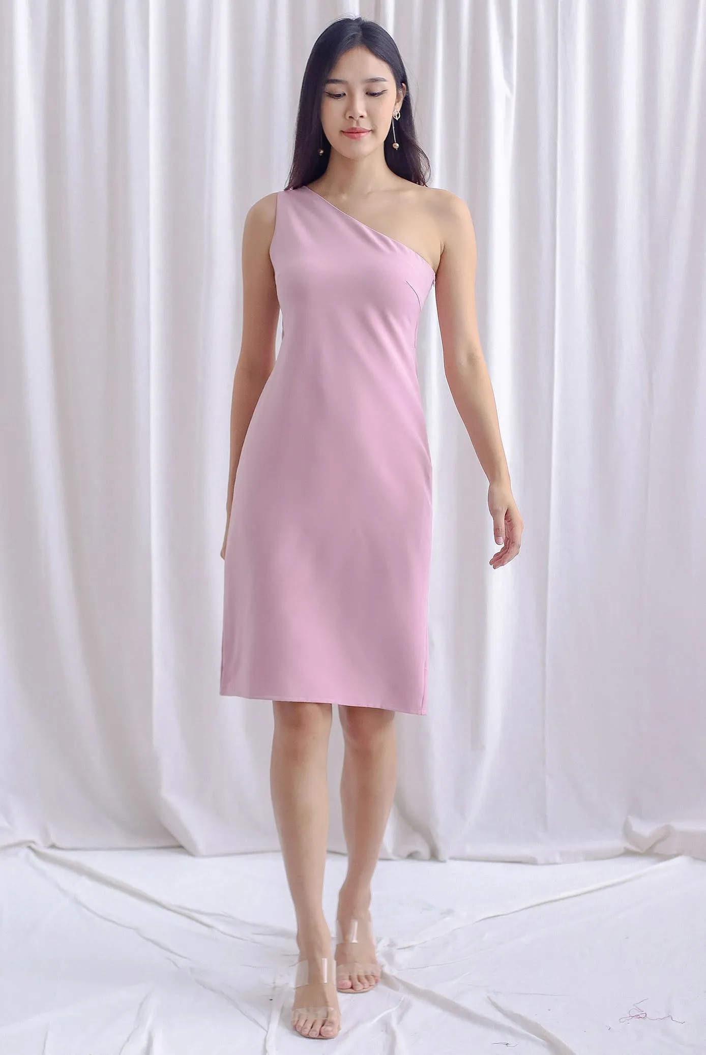 Reverie Padded Twist Back Toga Dress In Pink