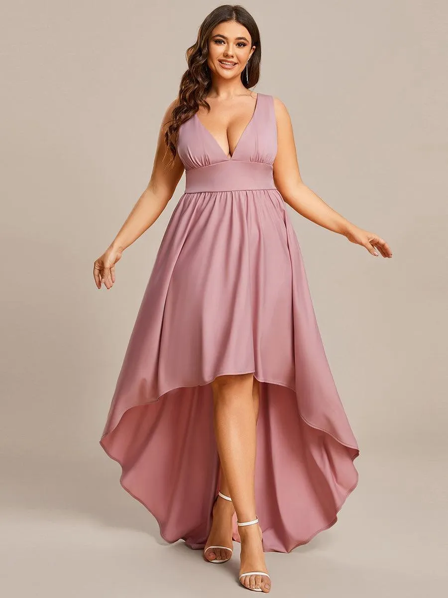 Robe de Bal Demoiselle d'Honneur longue au sol à taille empire et à encolure en V