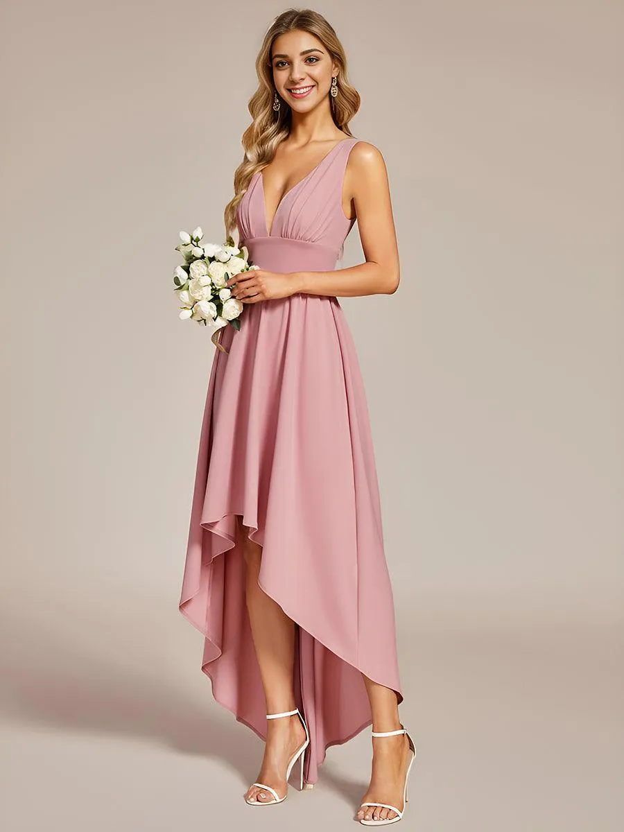 Robe de Bal Demoiselle d'Honneur longue au sol à taille empire et à encolure en V