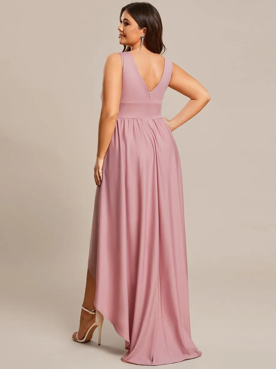 Robe de Bal Demoiselle d'Honneur longue au sol à taille empire et à encolure en V