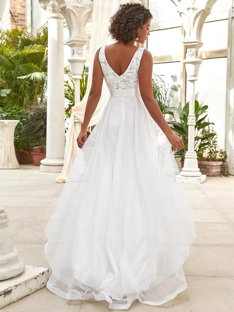 Robe de soirée asymétrique en tulle à sequins
