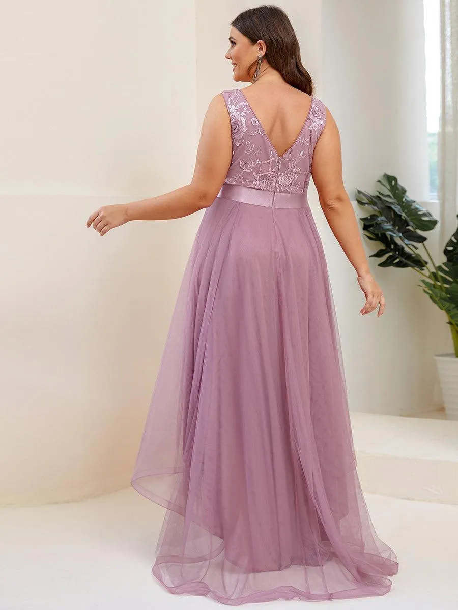 Robe de soirée asymétrique en tulle à sequins