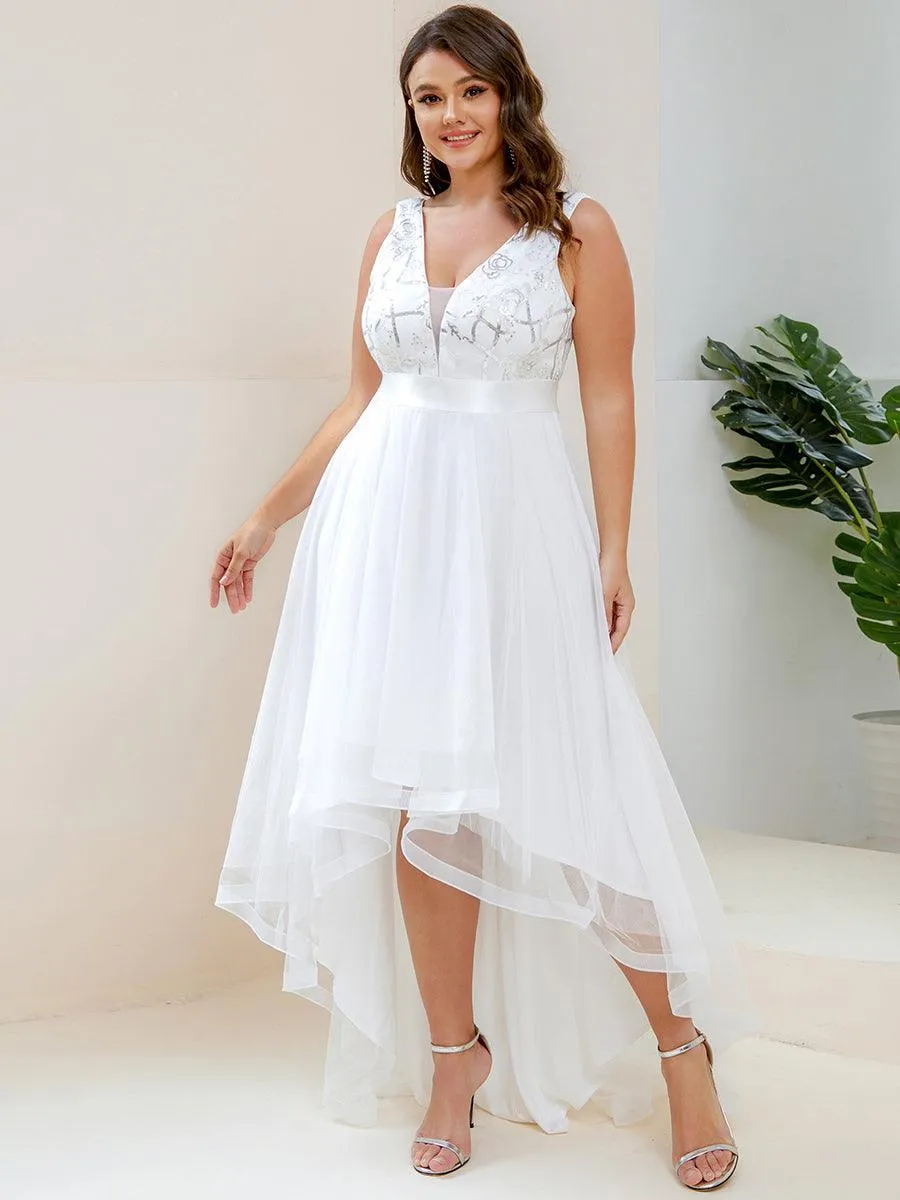 Robe de soirée asymétrique en tulle à sequins
