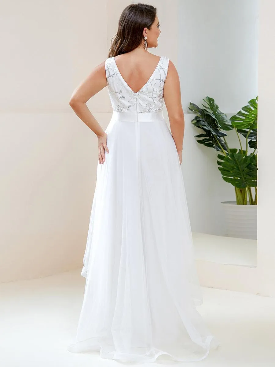 Robe de soirée asymétrique en tulle à sequins
