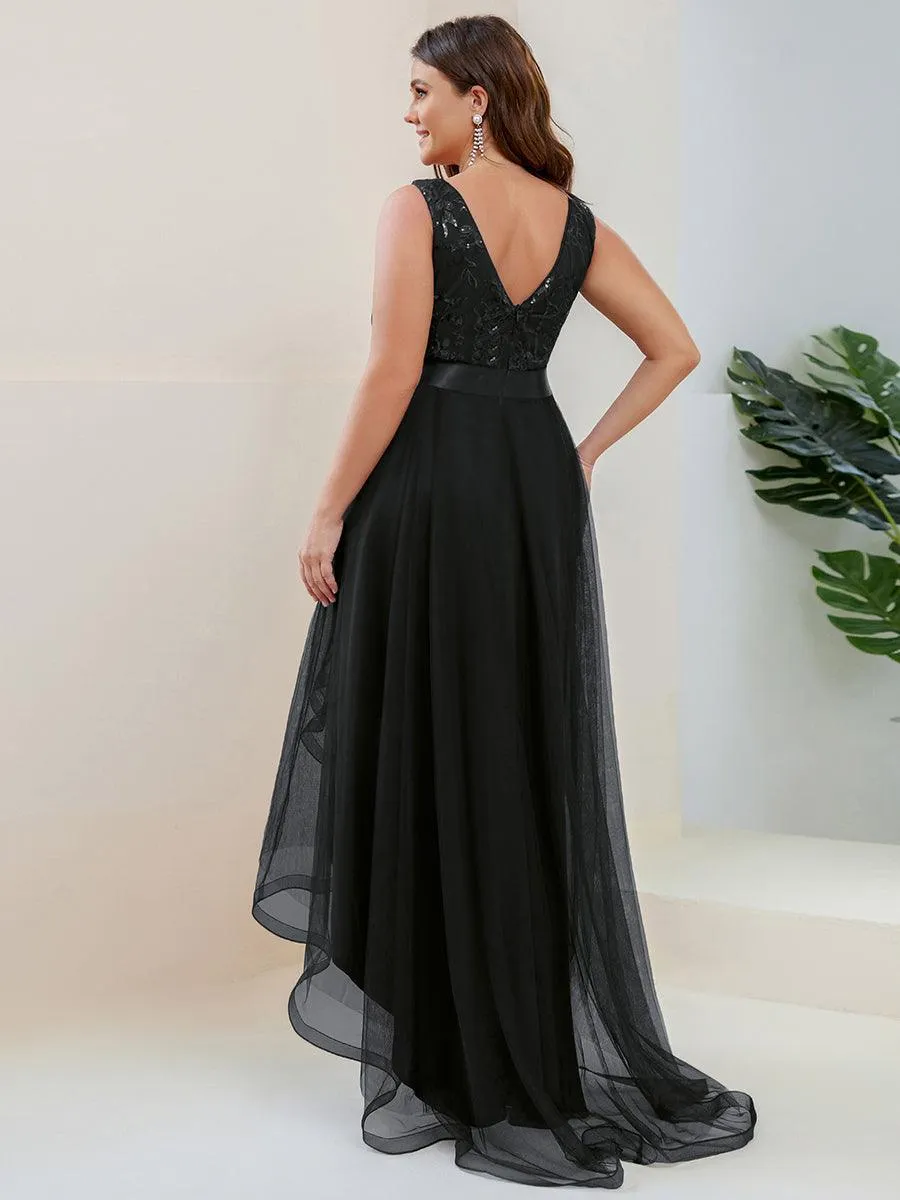 Robe de soirée asymétrique en tulle à sequins