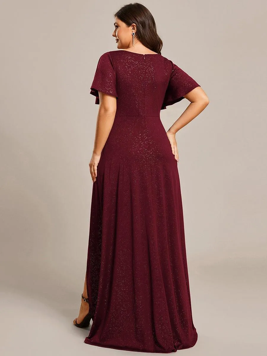 Robe de Soirée élégante à paillettes décolleté en V profond Grande taille
