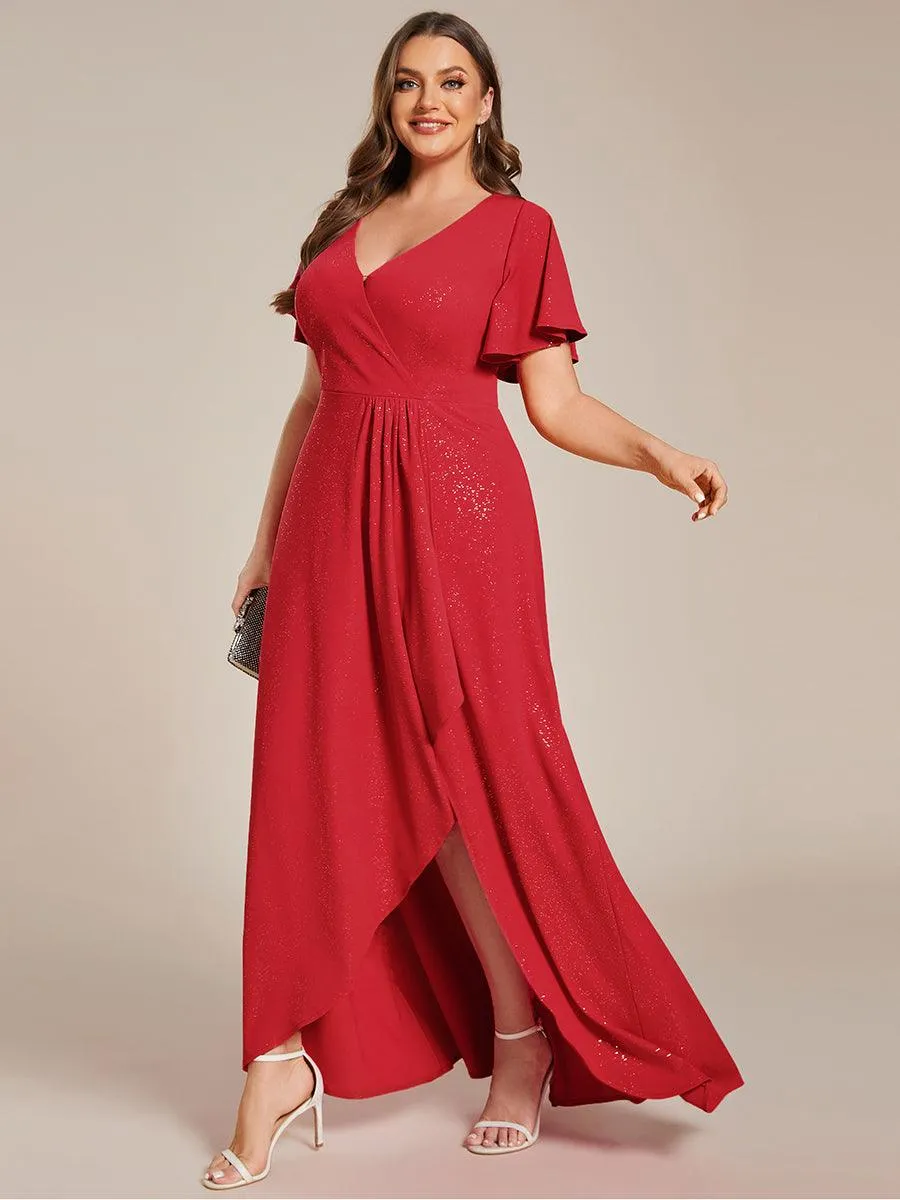 Robe de Soirée élégante à paillettes décolleté en V profond Grande taille