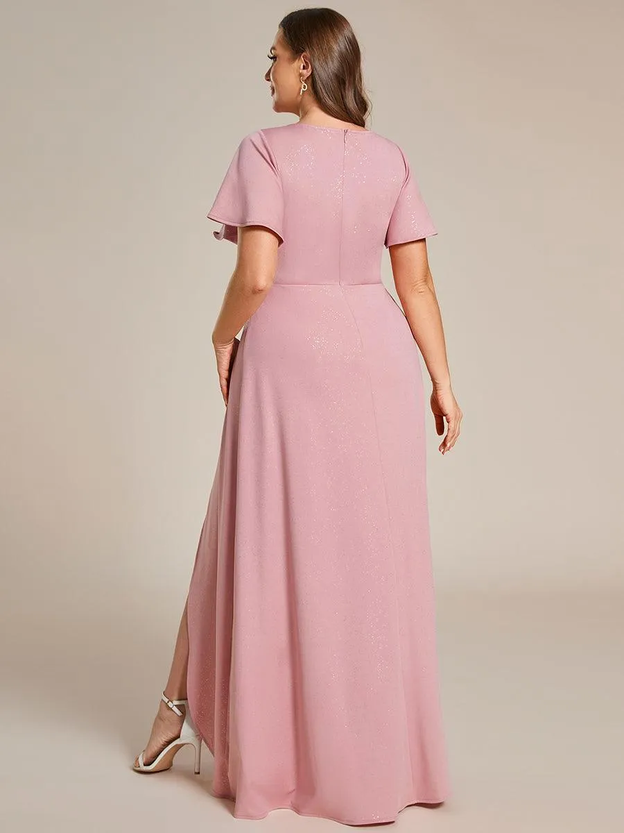 Robe de Soirée élégante à paillettes décolleté en V profond Grande taille