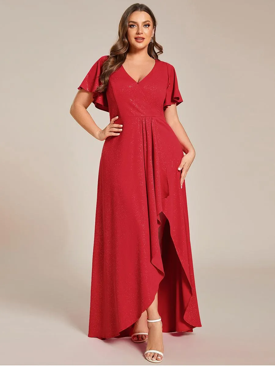 Robe de Soirée élégante à paillettes décolleté en V profond Grande taille