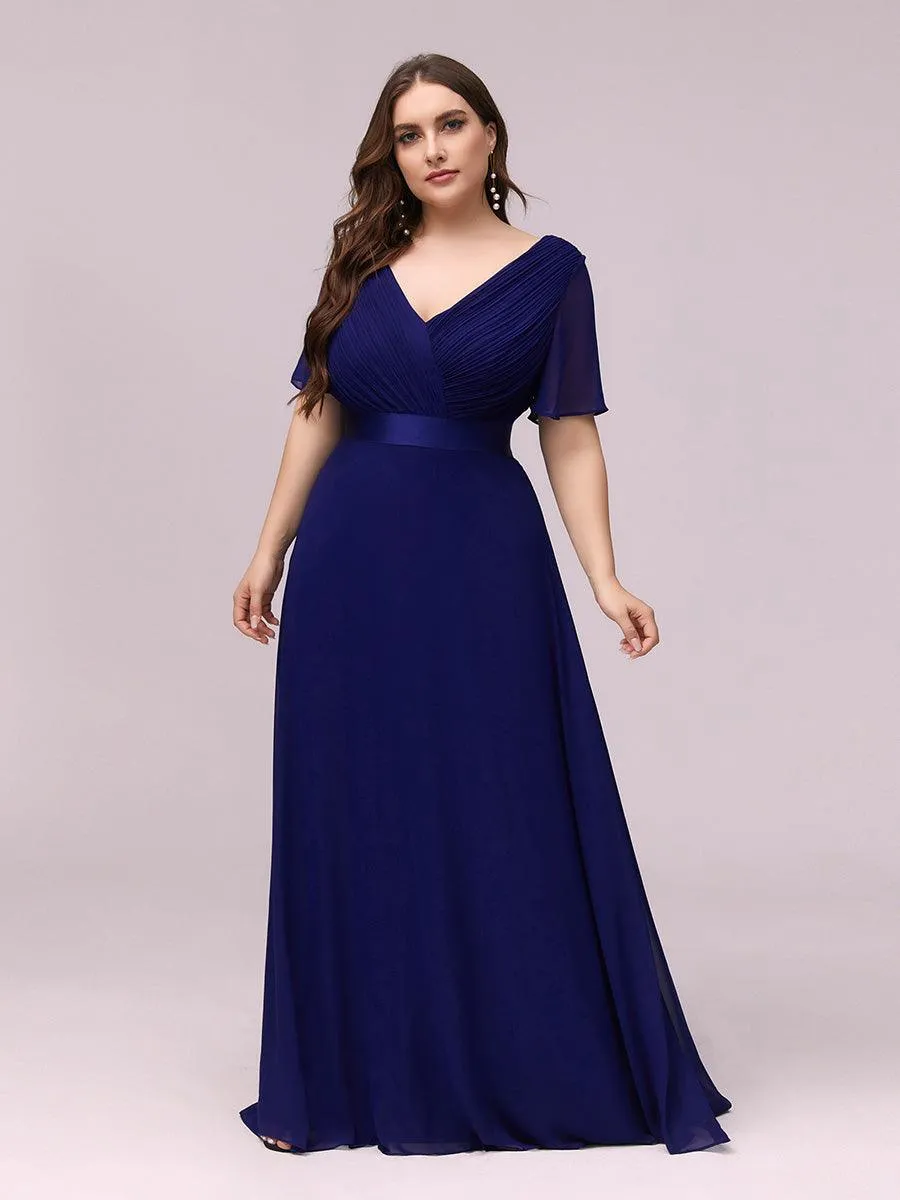 Robe Demoiselle d'Honneur Grande Taille Empire avec Manches Flottantes