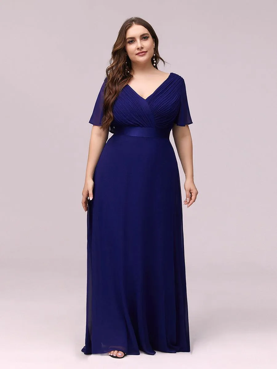 Robe Demoiselle d'Honneur Grande Taille Empire avec Manches Flottantes