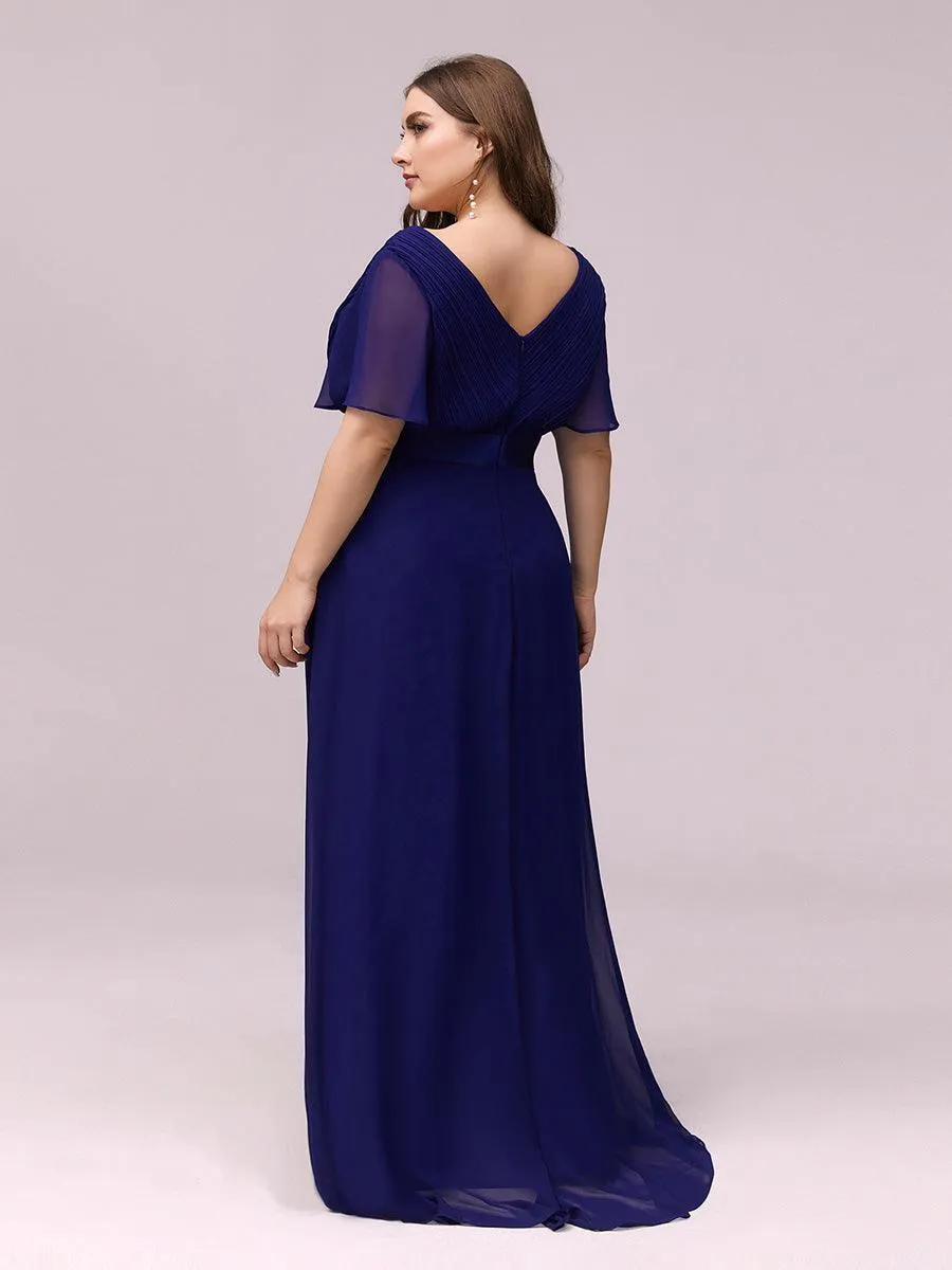 Robe Demoiselle d'Honneur Grande Taille Empire avec Manches Flottantes