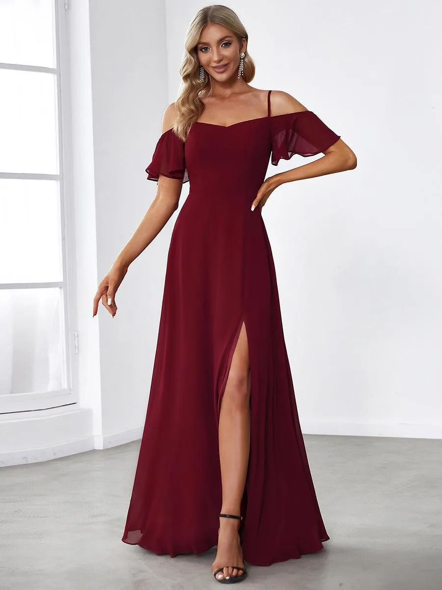 Robe Demoiselle d'Honneur sexy à épaules dénudées et à encolure en V