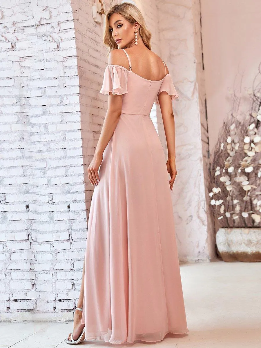 Robe Demoiselle d'Honneur sexy à épaules dénudées et à encolure en V