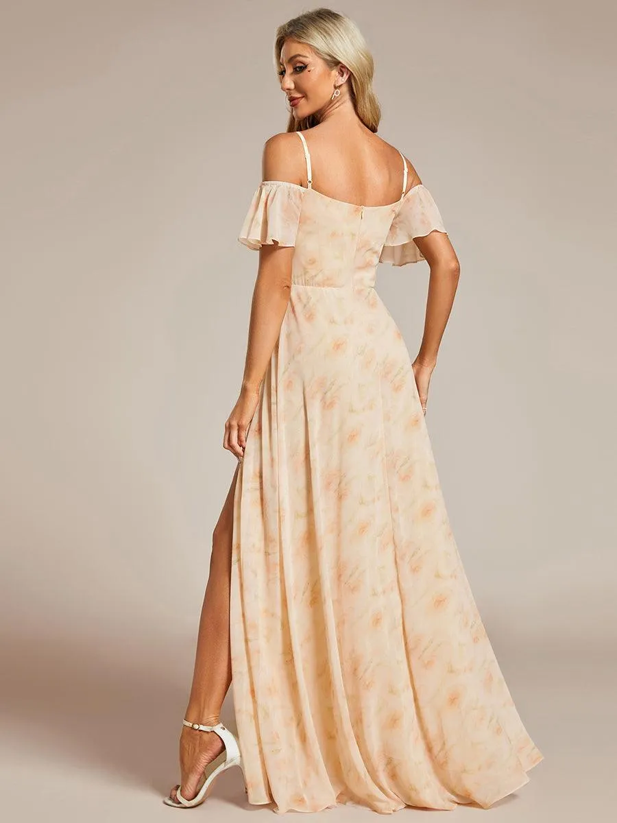 Robe Demoiselle d'Honneur sexy à épaules dénudées et à encolure en V