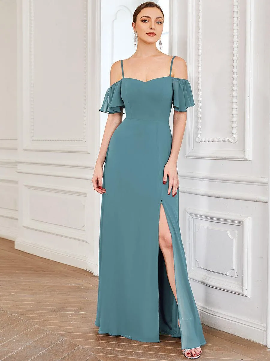 Robe Demoiselle d'Honneur sexy à épaules dénudées et à encolure en V