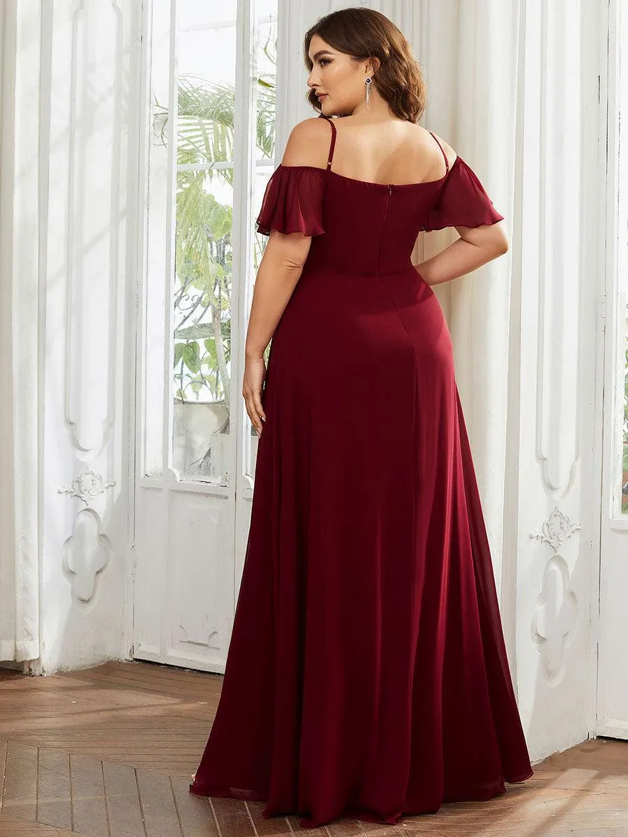 Robe Demoiselle d'Honneur sexy à épaules dénudées et à encolure en V