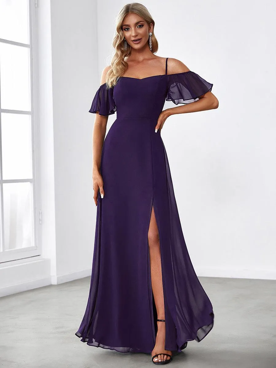 Robe Demoiselle d'Honneur sexy à épaules dénudées et à encolure en V