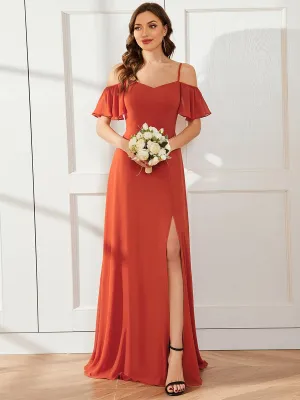 Robe Demoiselle d'Honneur sexy à épaules dénudées et à encolure en V