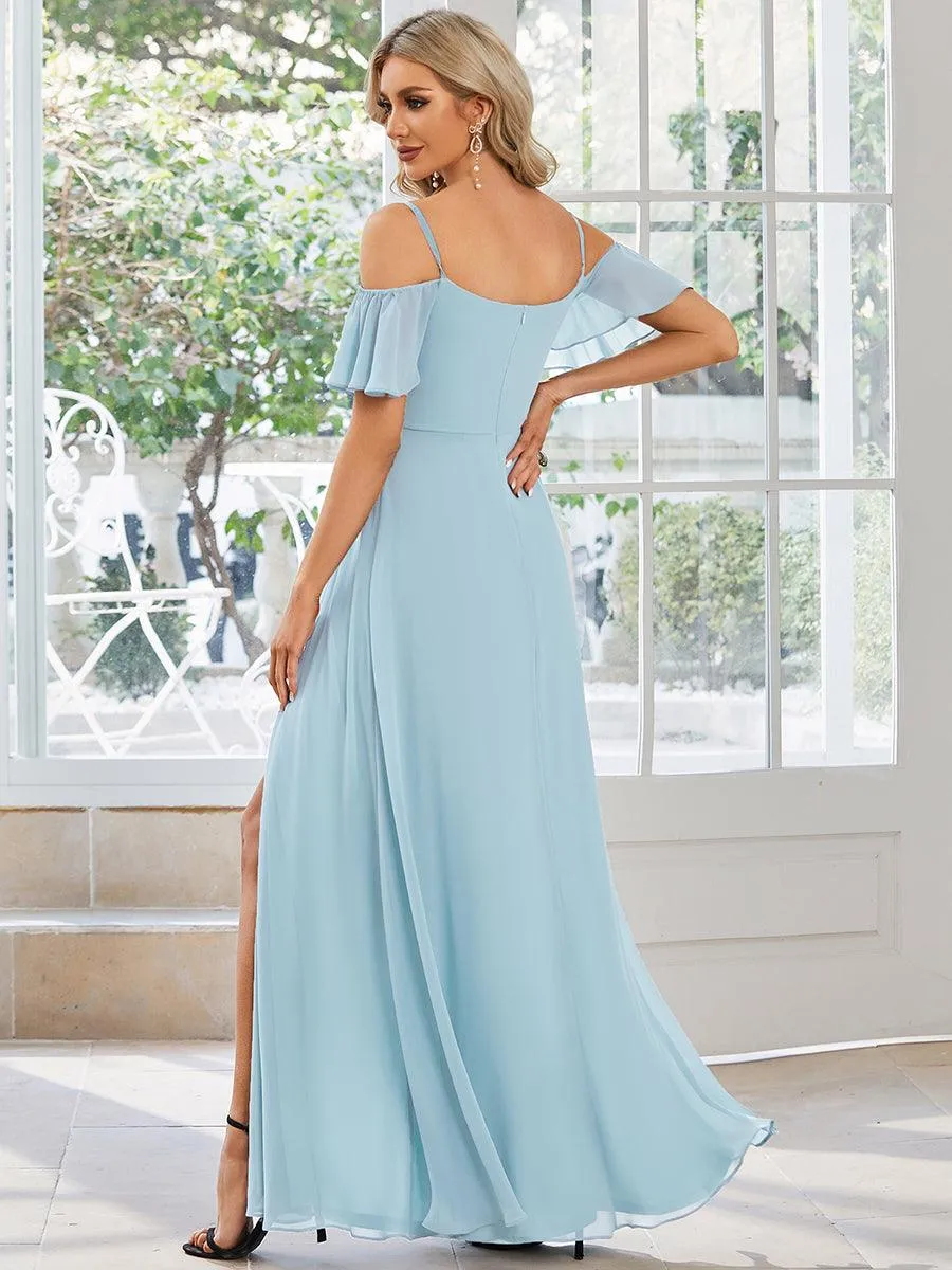 Robe Demoiselle d'Honneur sexy à épaules dénudées et à encolure en V