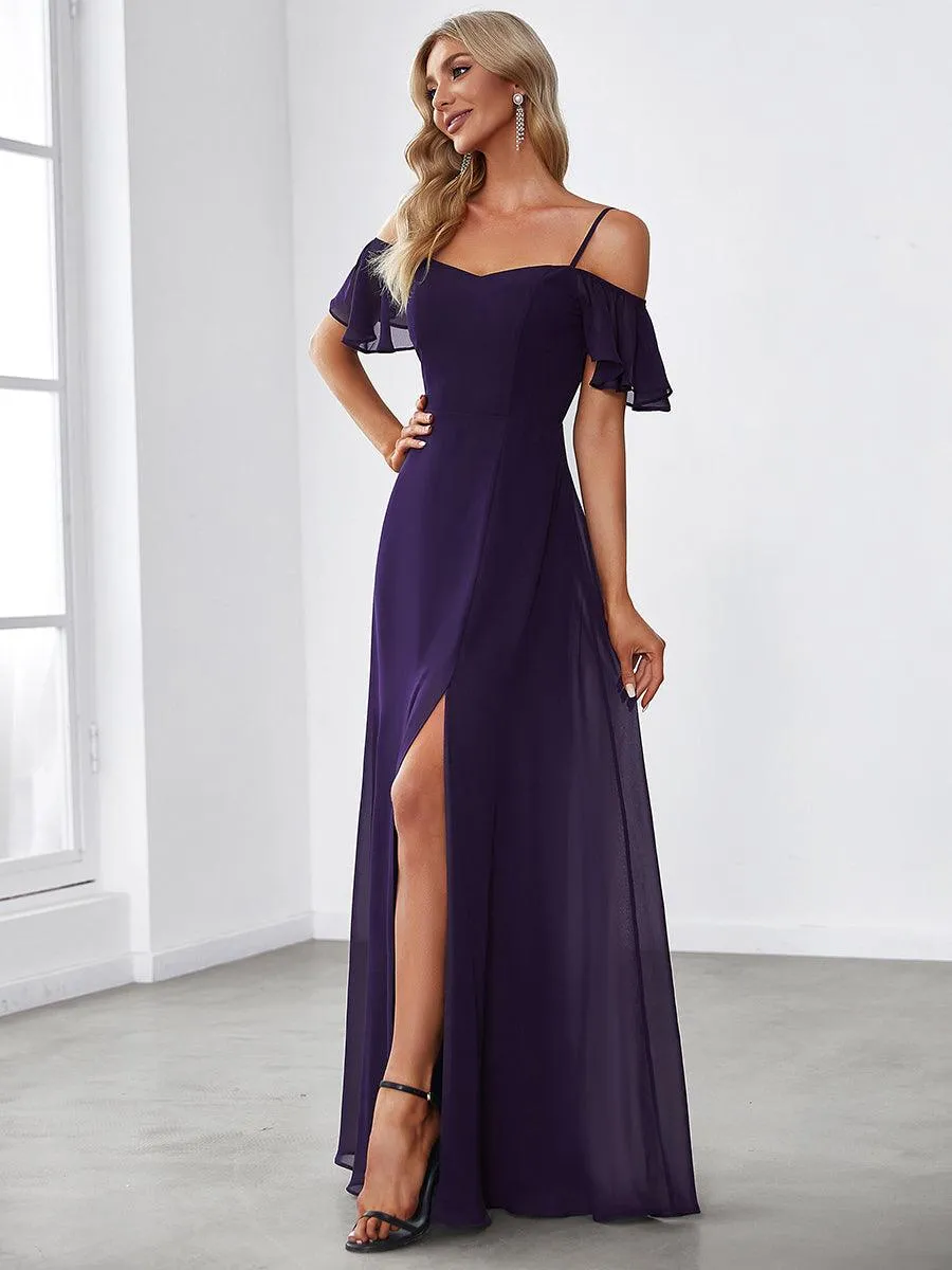 Robe Demoiselle d'Honneur sexy à épaules dénudées et à encolure en V