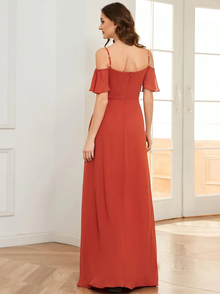 Robe Demoiselle d'Honneur sexy à épaules dénudées et à encolure en V