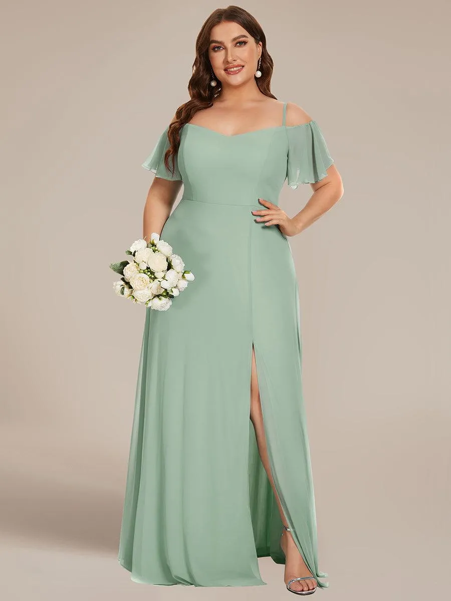 Robe Demoiselle d'Honneur sexy à épaules dénudées et à encolure en V