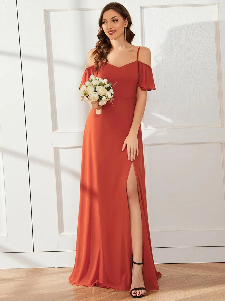 Robe Demoiselle d'Honneur sexy à épaules dénudées et à encolure en V