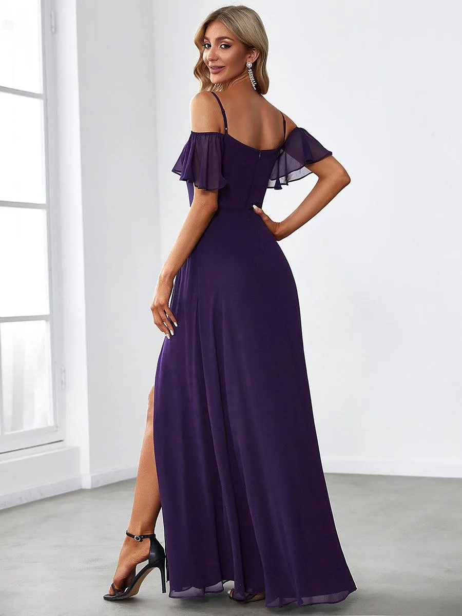 Robe Demoiselle d'Honneur sexy à épaules dénudées et à encolure en V