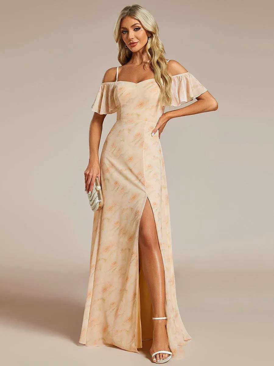 Robe Demoiselle d'Honneur sexy à épaules dénudées et à encolure en V