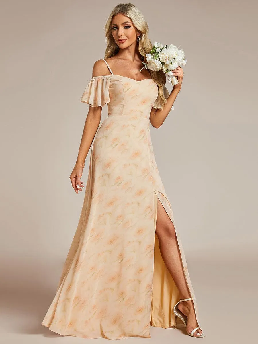 Robe Demoiselle d'Honneur sexy à épaules dénudées et à encolure en V