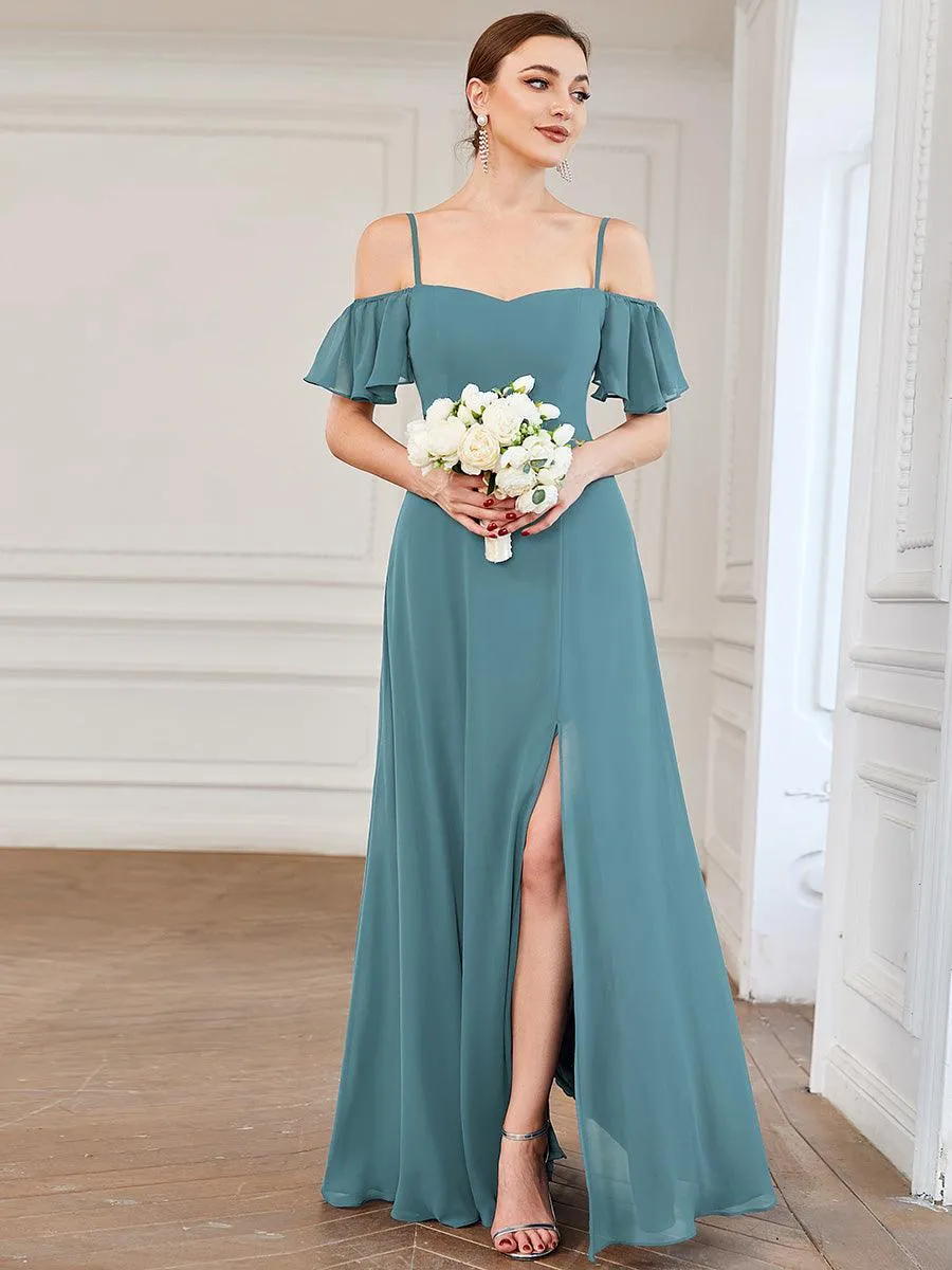 Robe Demoiselle d'Honneur sexy à épaules dénudées et à encolure en V