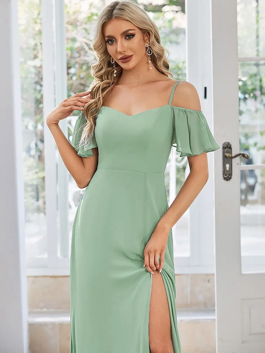 Robe Demoiselle d'Honneur sexy à épaules dénudées et à encolure en V