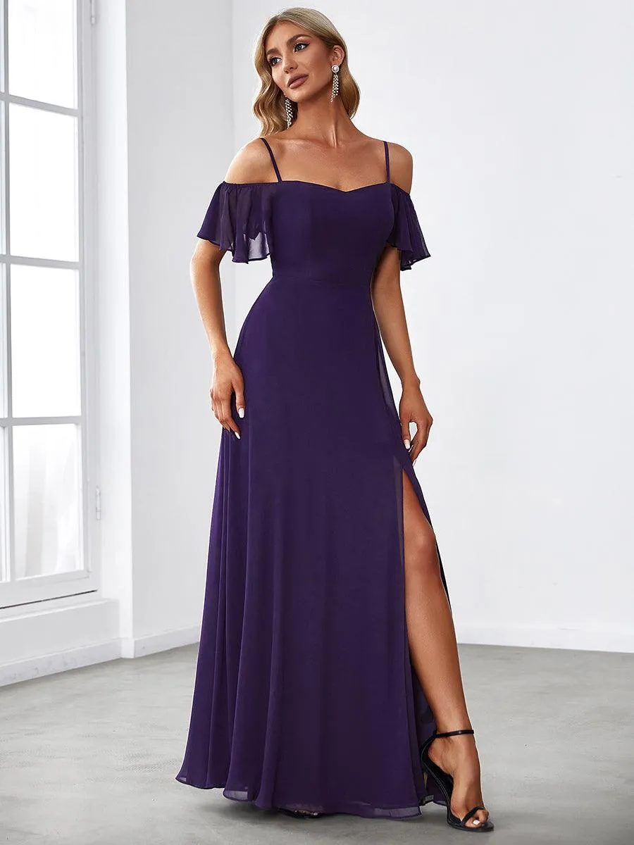 Robe Demoiselle d'Honneur sexy à épaules dénudées et à encolure en V