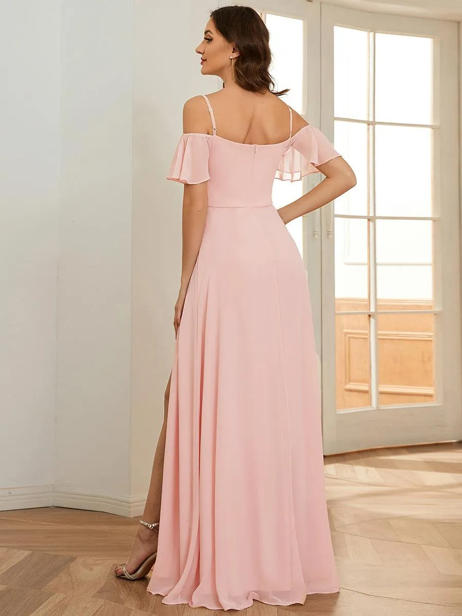 Robe Demoiselle d'Honneur sexy à épaules dénudées et à encolure en V