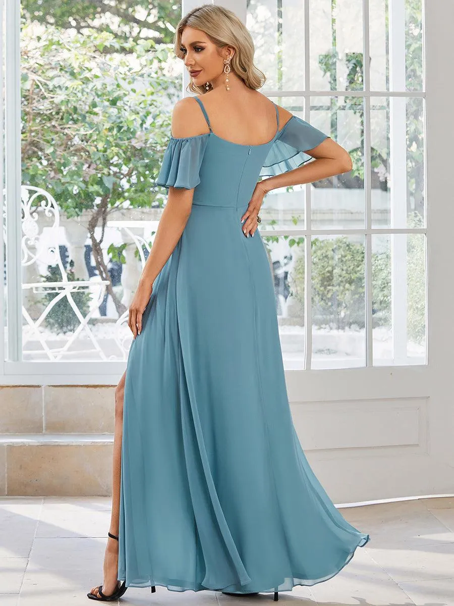 Robe Demoiselle d'Honneur sexy à épaules dénudées et à encolure en V