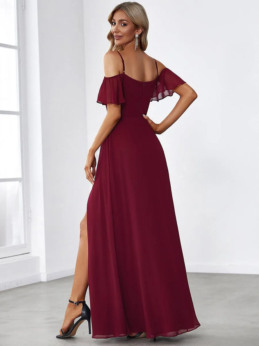 Robe Demoiselle d'Honneur sexy à épaules dénudées et à encolure en V