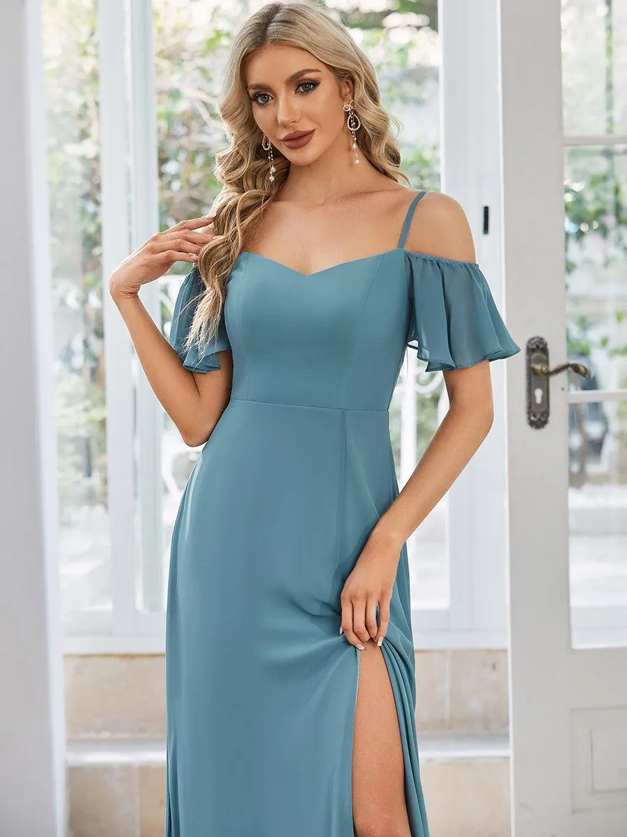 Robe Demoiselle d'Honneur sexy à épaules dénudées et à encolure en V