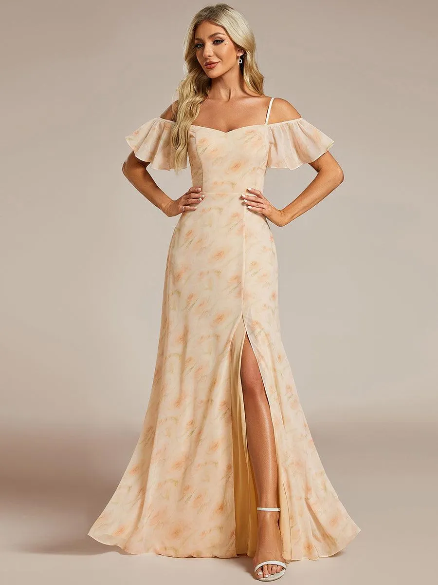 Robe Demoiselle d'Honneur sexy à épaules dénudées et à encolure en V